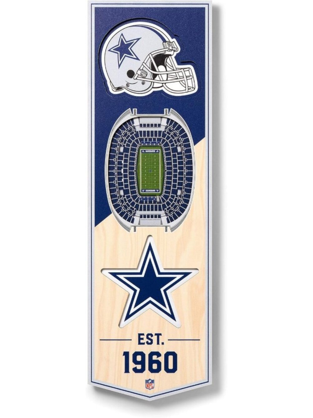 3D NFL Stadium Banner - 6x19 Wall Decor for Game Room, Sports Fan Gift